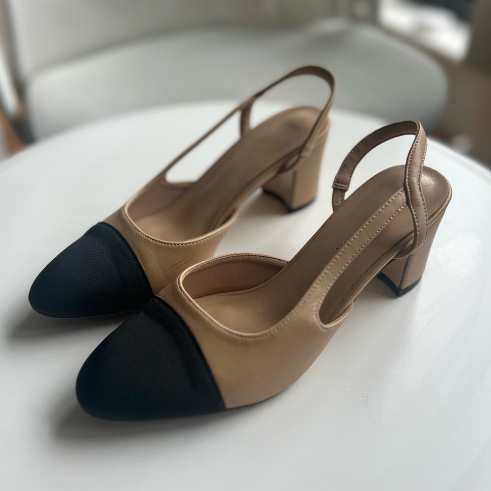 Captoe heeled slingback